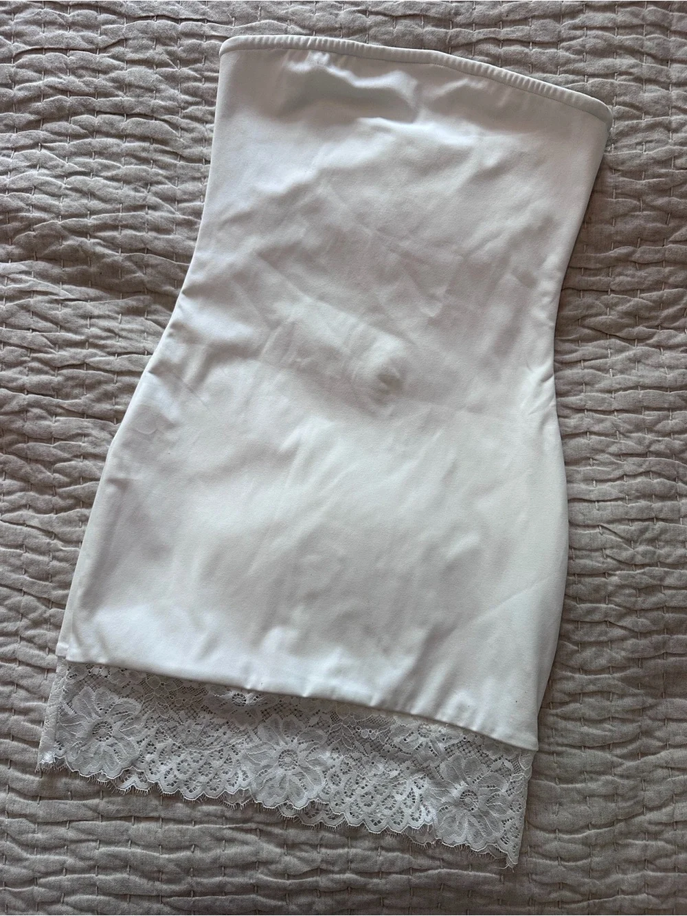 Edikted White Lace Trim Strapless Dress